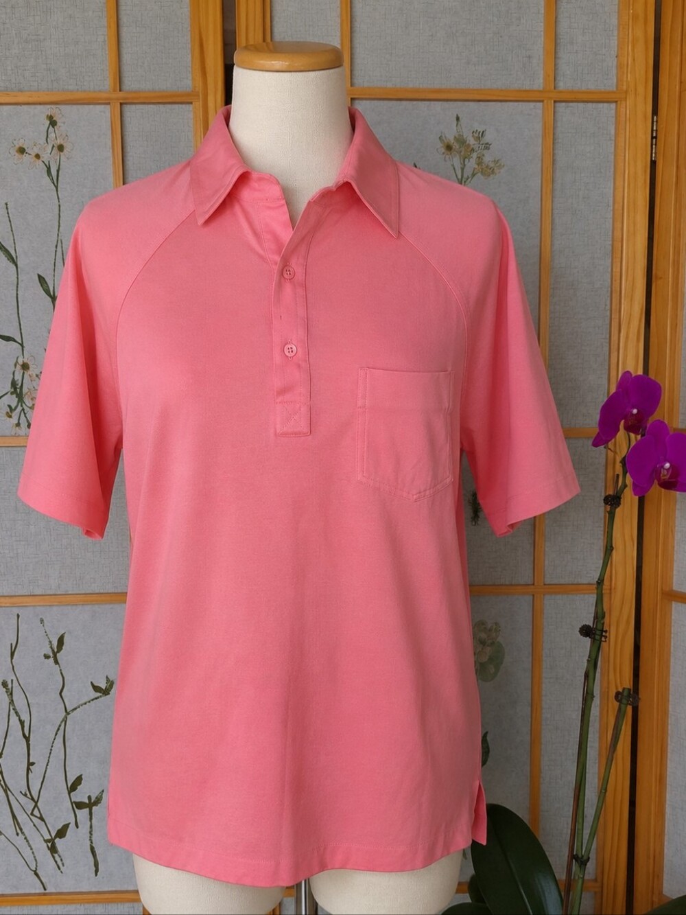 Vintage Robert Bruce "Cotton Where It Counts" Pink Polo Shirt | Men's Large